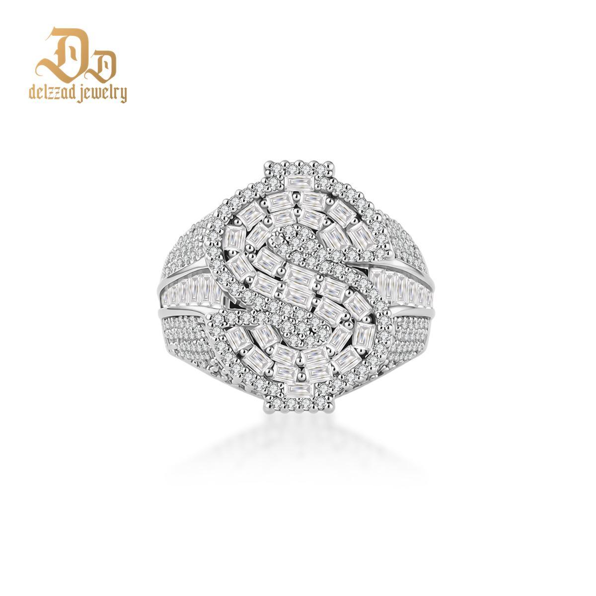 2.3ct Billionaire's Gaze Ring Iced Out Baguette USD Ring Band VVS Synthetic Moissanite Ring Jewelry Copper Band Hip Hop Punk Rock Ring