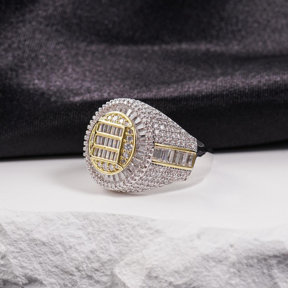 3ct The Sovereign Ring Glacier Band Unisex Fully Iced-out Hip Hop Ring VVS Synthetic Moissanite Ring Jewelry Copper Band