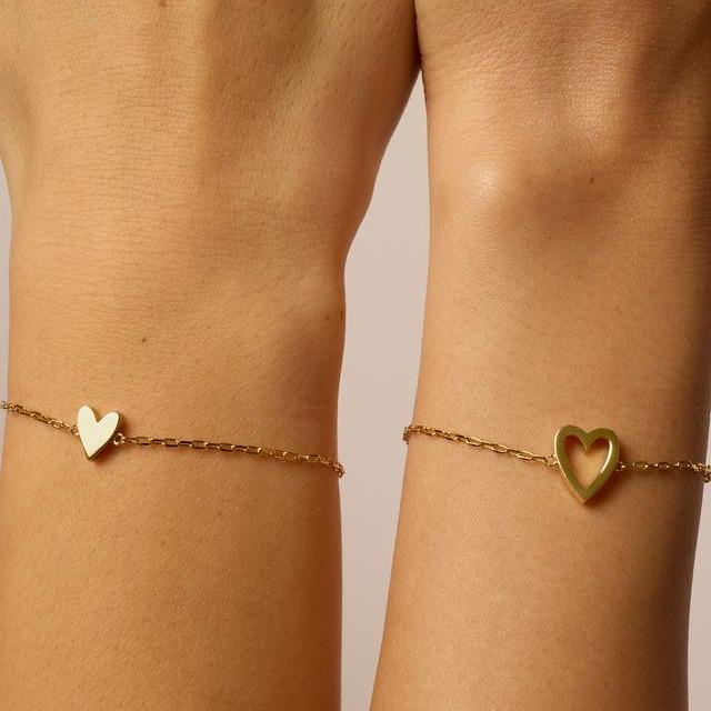 BFF Friendship Heart Bracelets Adjustable Matching Bracelets Stainless Steel Chain Daily Costume Jewelry Accessories