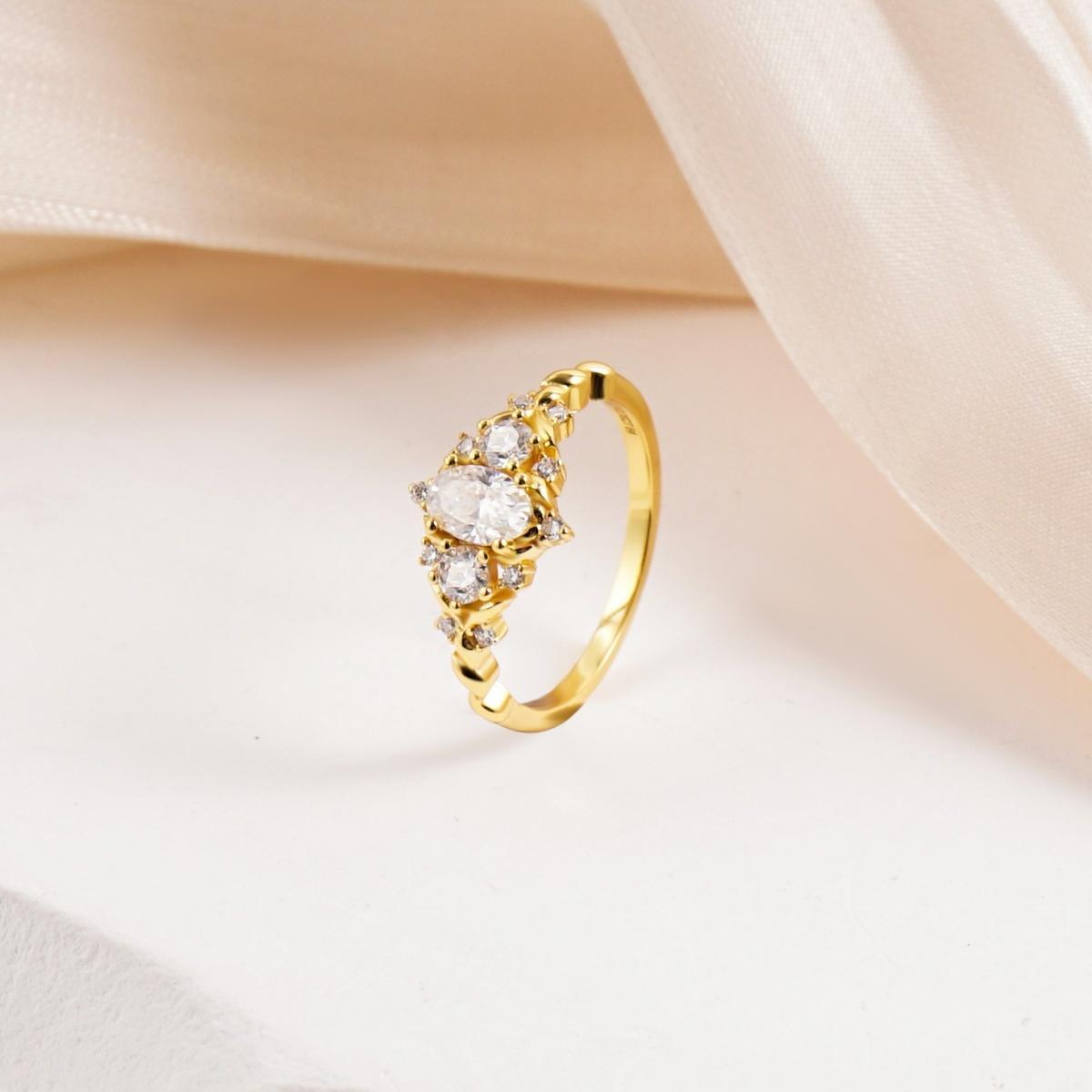 Delzzad 0.7ct Vintage Cluster Marquise Cut Engagement Ring Band VVS Synthetic Moissanite Ring Jewelry S925 Perfect Birthday Engagement Wedding Anniversary Christmas Gift