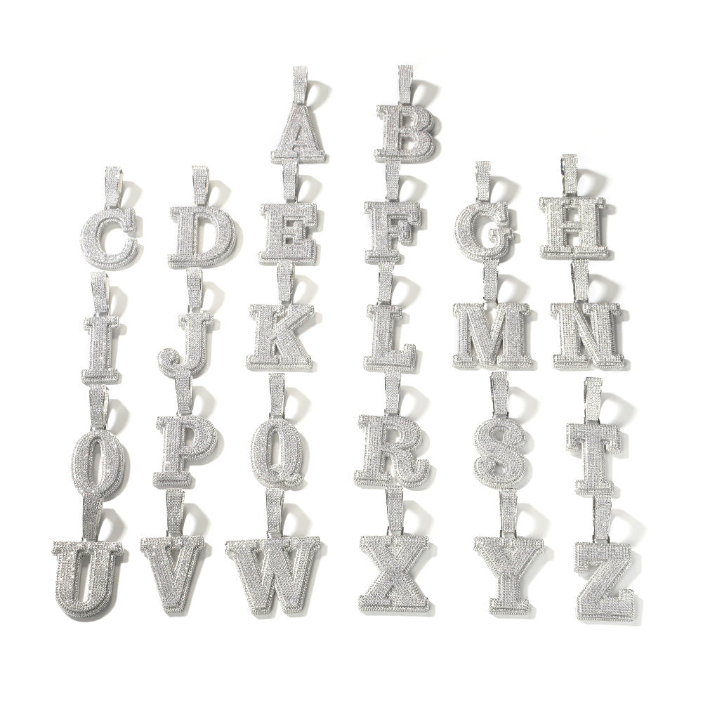 MOISSANITE LETTERS NAME PENDANT WHITE GOLD