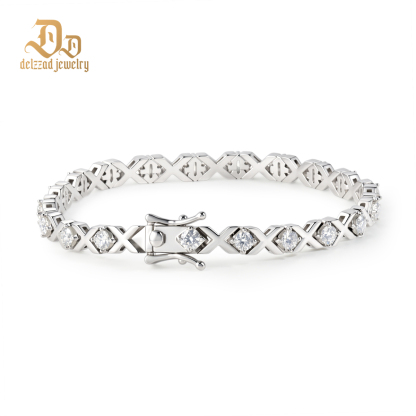 Delzzad 4ct XOXO Infinite Bracelet Eternal Hugs Tennis Bracelet Synthetic Moissanite Bracelet Jewelry Copper Chain