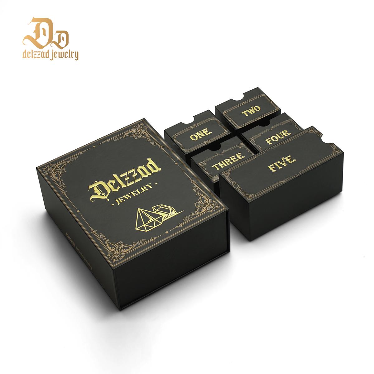 [Surprise Luxury Set] Delzzad Jewelry Gift Box Set 5pcs Gift Boxes Birthday Wedding Engagement Anniversary Christmas Gift for Men Women