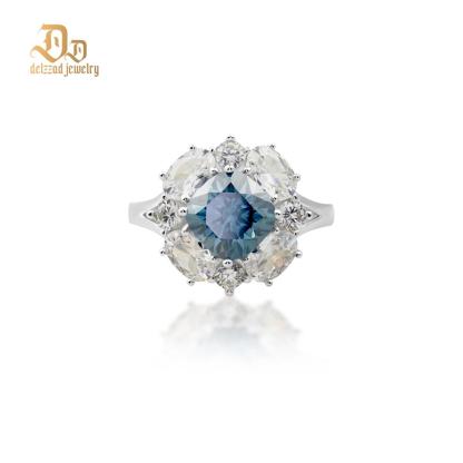 Delzzad 2.5ct Cushion Synthetic Moissanite Cluster Ring In 925 Sterling Silver