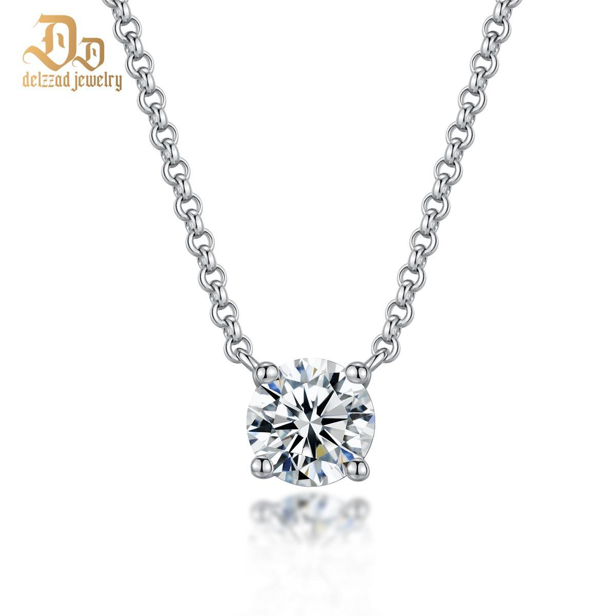 Delzzad S925 Synthetic Moissanite Diverse Sparkling Charm Necklace Pendant Valentine's Day Lover Gifts for Women