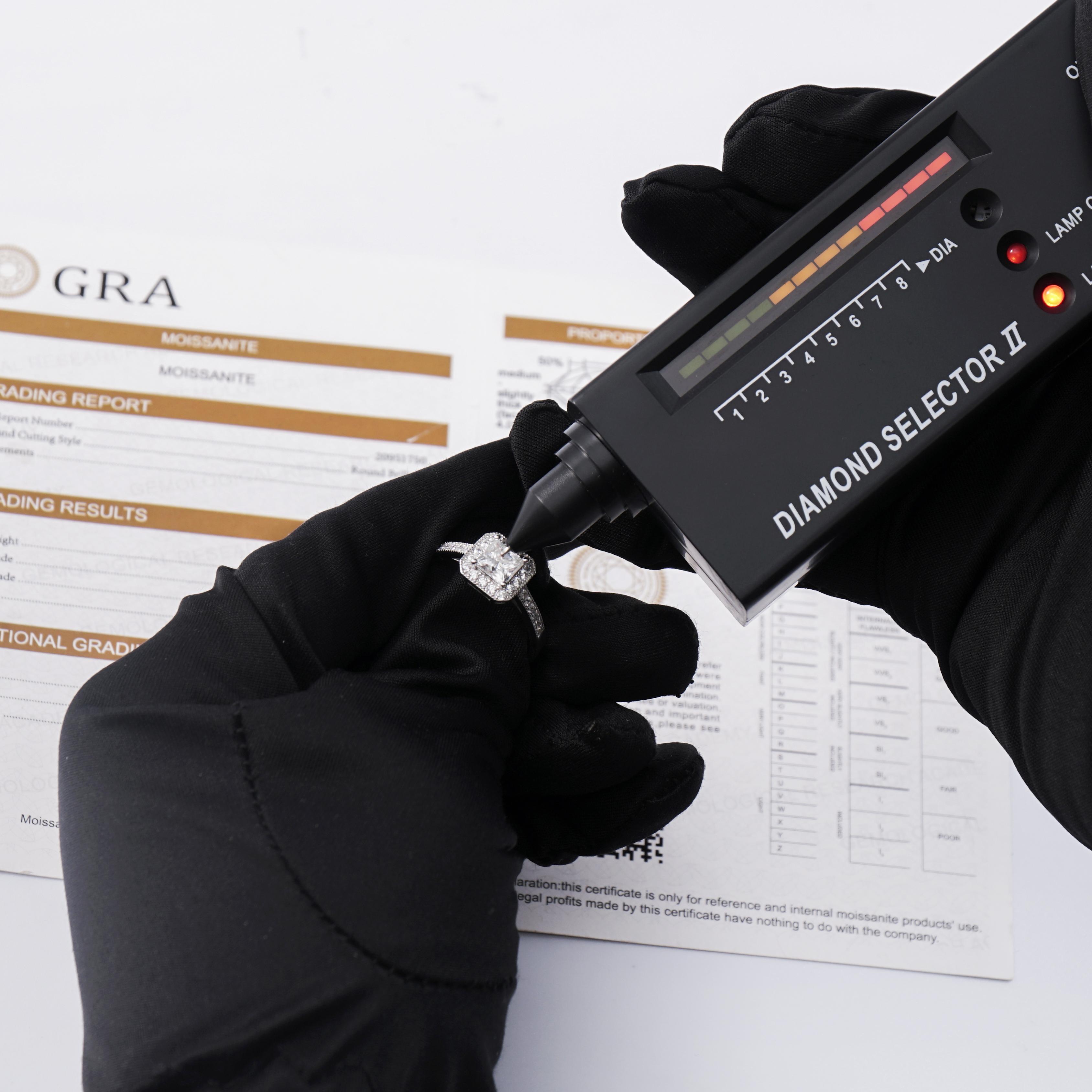 Delzzad 1ct Princess Synthetic Moissanite Halo Ring S925 Ring Band Jewelry Perfect Birthday Engagement Wedding Anniversary Gift