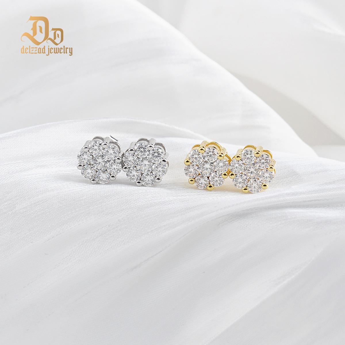 Round Bling Cluster Earrings D Color Synthetic Moissanite S925 Stud Unisex Earrings