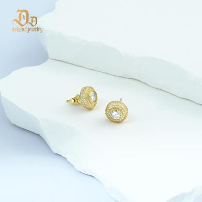S925 Round Synthetic Moissanite Hip Hop Iced Out Halo Stud Earrings For Men Women Christmas Gifts