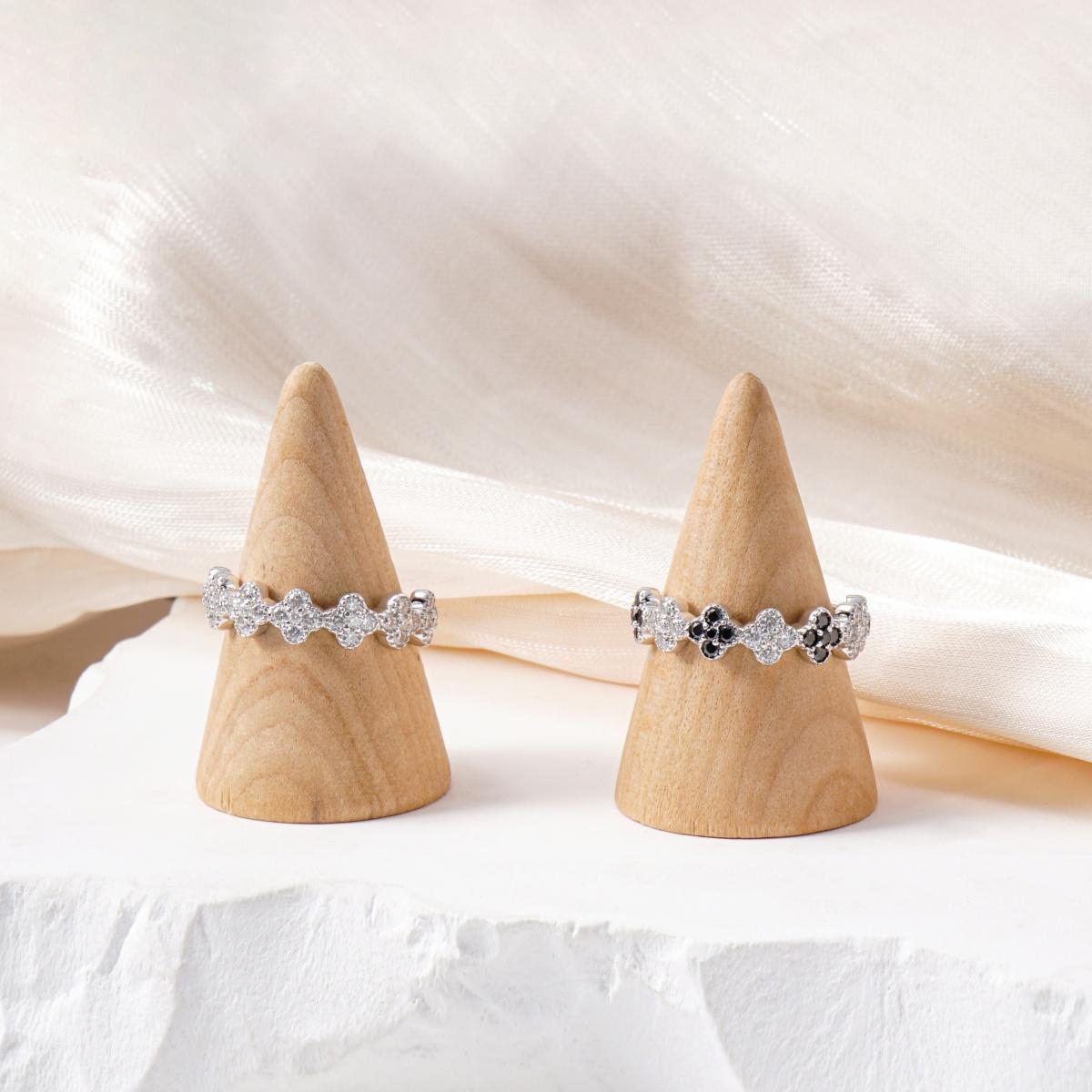 Delzzad 0.6ct Luxury Floral Eternity Band Cluster Ring Synthetic Moissanite Wedding Bands Ring S925 Sterling Silver Moissanite Jewelry Perfect Birthday Engagement Wedding Anniversary Gift