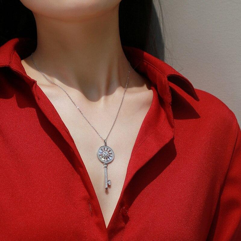 Delzzad S925 Synthetic Moissanite Diverse Sparkling Charm Necklace Pendant Valentine's Day Lover Gifts for Women