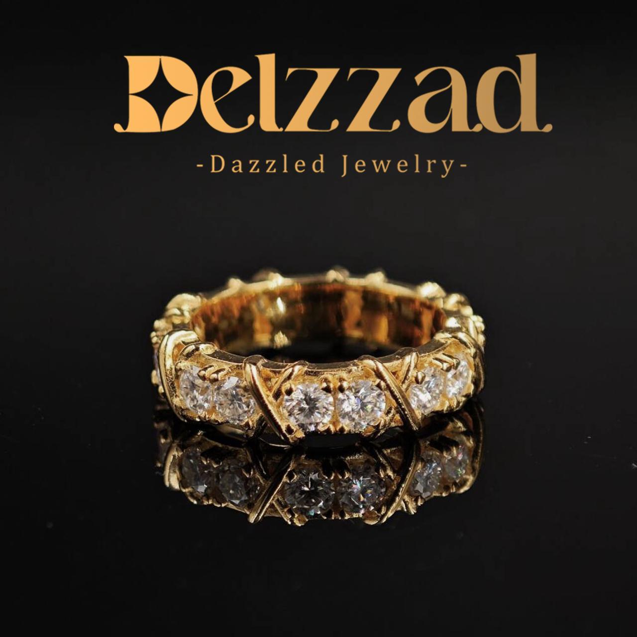 S925 VVS Synthetic Moissanite Cross Eternity Ring Gift For Wedding Anniversary