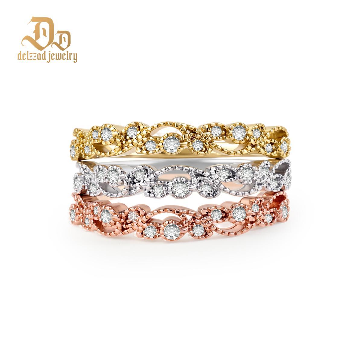 0.3ct Triad Ribbon Grace Ring Eternity Wedding Band Ring Set Stackable Band Ring Synthetic Moissanite Ring Copper Band