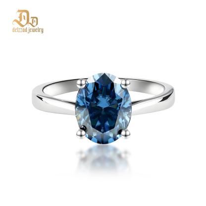 Delzzad 3ct Oval Synthetic Moissanite Solitaire Engagement Ring In 925 Sterling Silver