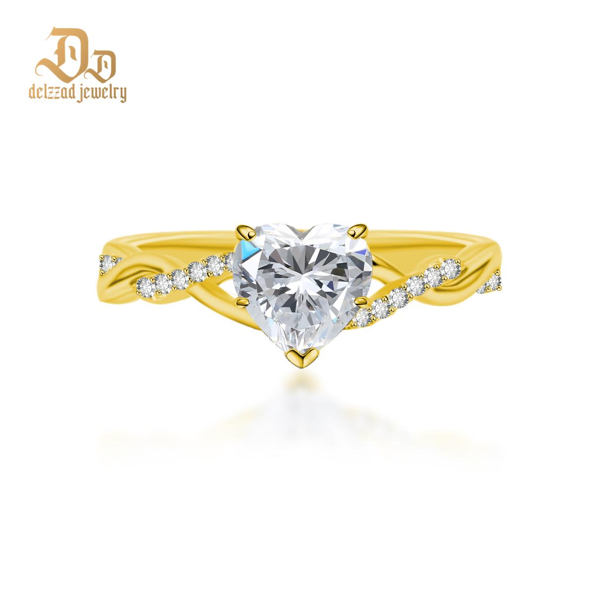 1.3ct Eternal Twined Heart Ring Twisted Band VVS Synthetic Moissanite Ring Jewelry S925 Band