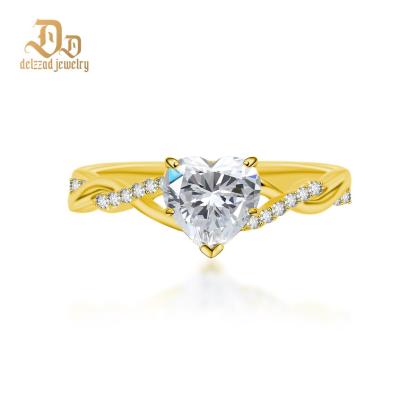 1.3ct Eternal Twined Heart Ring Twisted Band VVS Synthetic Moissanite Ring Jewelry S925 Band