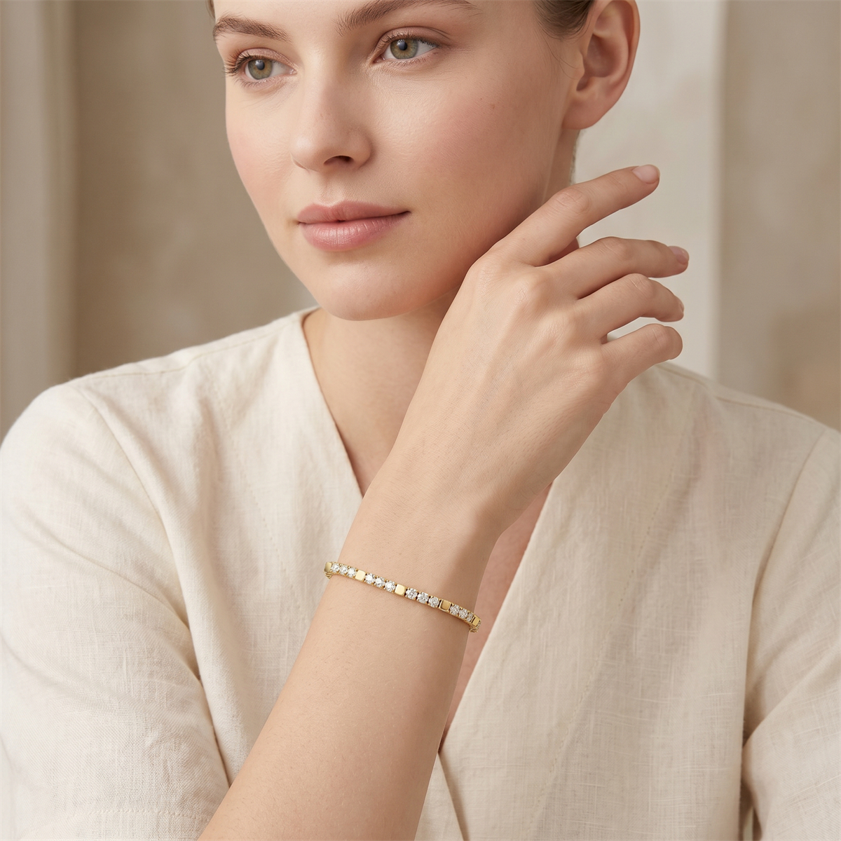 5.4ct Quiet Luxury Tennis Bangle Secret Code Tennis Bracelet VVS Synthetic Moissanite Bracelet Bangle Copper Chain for Women Men