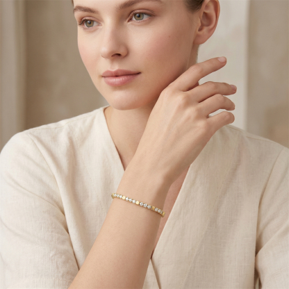 5.4ct Quiet Luxury Tennis Bangle Secret Code Tennis Bracelet VVS Synthetic Moissanite Bracelet Bangle Copper Chain for Women Men