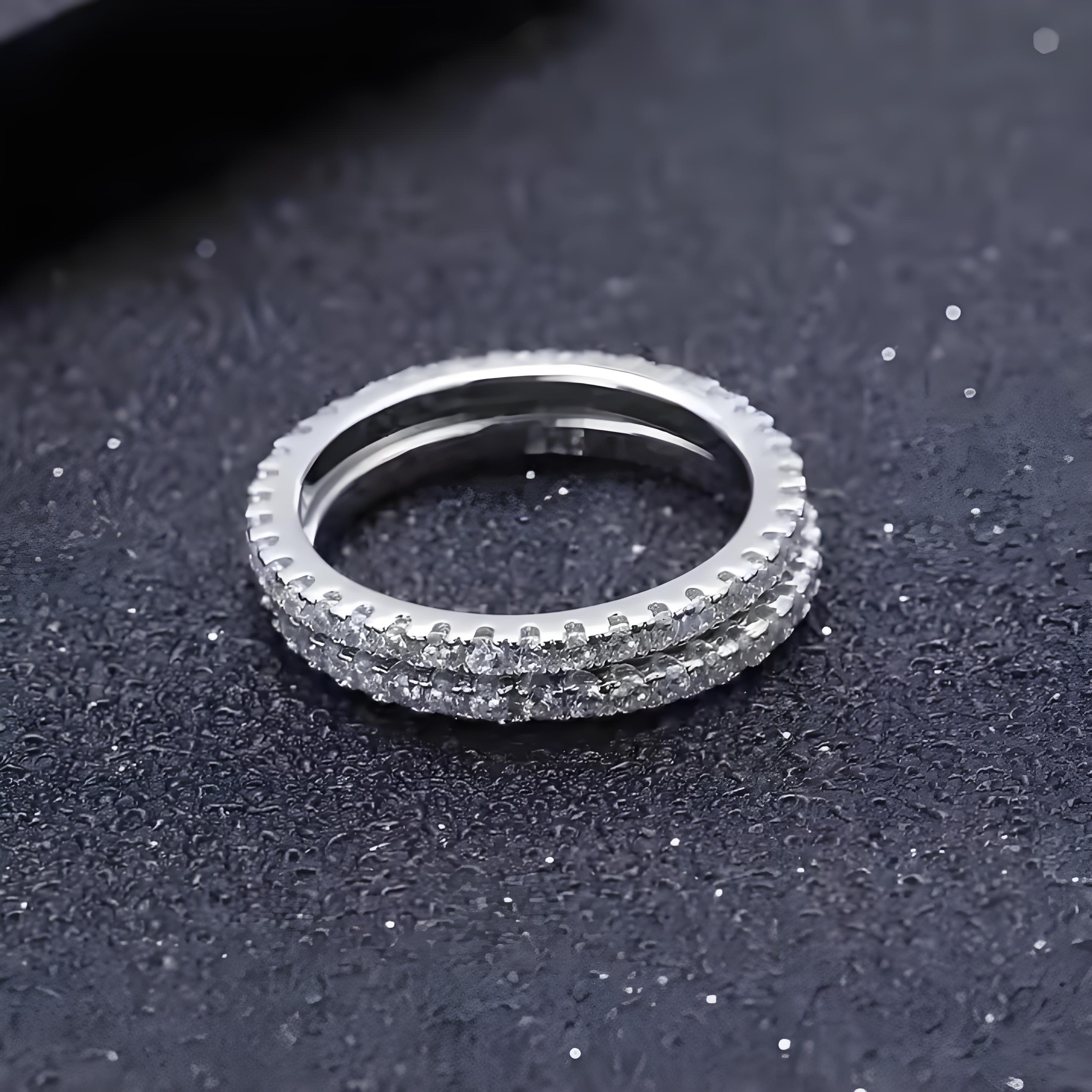 Eternity Ring Engagement Wedding Anniversary Band Ring VVS D Color Synthetic Moissanite & S925