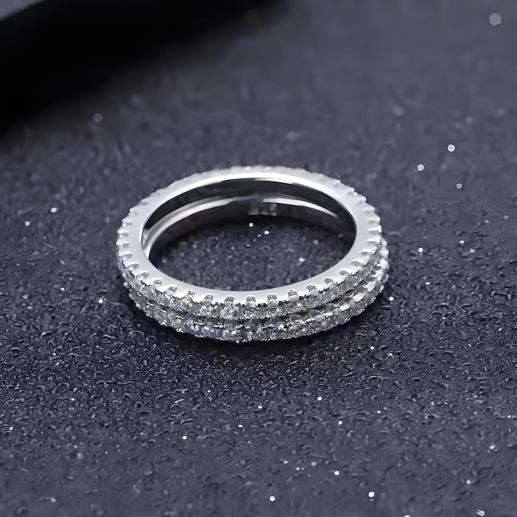 Eternity Ring Engagement Wedding Anniversary Band Ring VVS D Color Synthetic Moissanite & S925