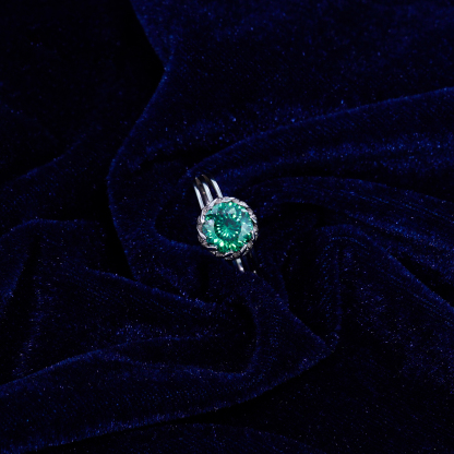 3ct Hundreds Faces Round Synthetic Moissanite Split Ring In 925 Sterling Silver