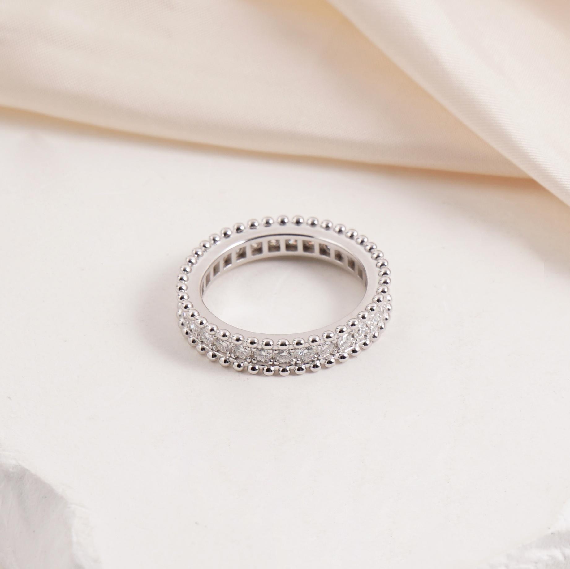 Delzzad Luxury Full Eternity Ring Band Stacking Ring Wedding Ring Synthetic Moissanite Ring Jewelry S925 Perfect Birthday Engagement Wedding Anniversary Christmas Gift
