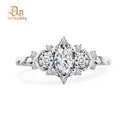 0.7ct Vintage Cluster Oval Cut Engagement S925 Ring Band VVS Synthetic Moissanite Ring