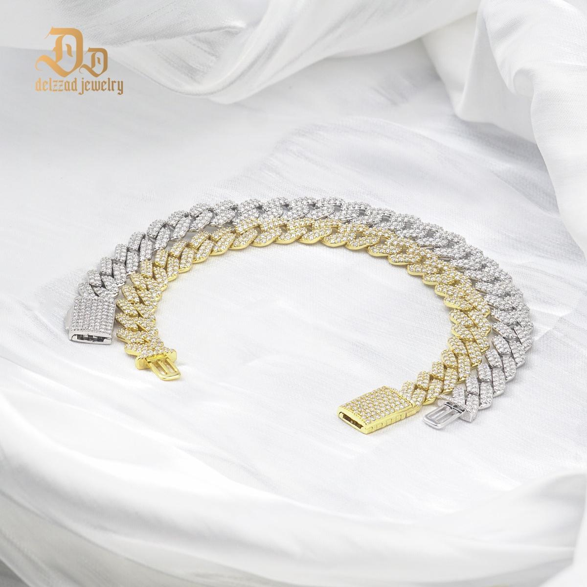 Delzzad 8.5MM Iced Out Cuban Link Bracelet Necklace VVS D Color Synthetic Moissanite S925 Unisex Bling Hip Hop Cuban Chain Perfect for Any Occasion & Everyday Wear Birthday Anniversary Gifts