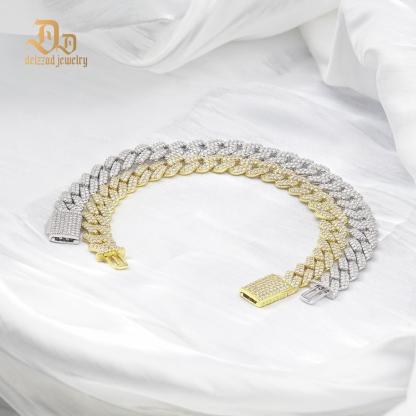 Delzzad 8.5MM Iced Out Cuban Link Bracelet Necklace VVS D Color Synthetic Moissanite S925 Unisex Bling Hip Hop Cuban Chain Perfect for Any Occasion & Everyday Wear Birthday Anniversary Gifts