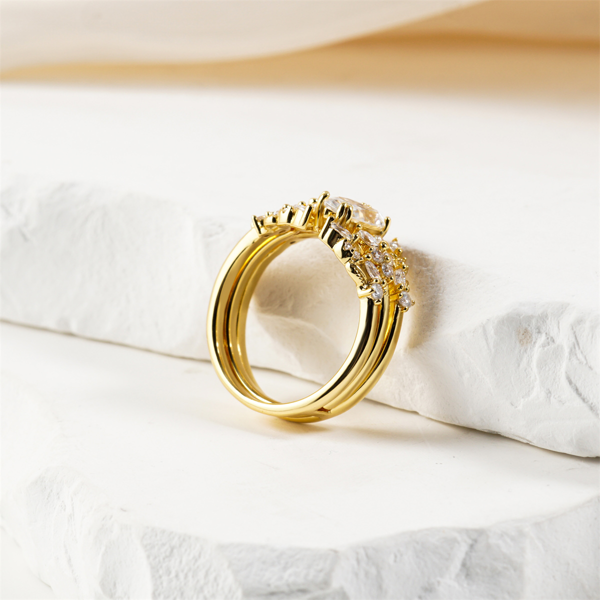 1.6ct Forest Hymn Ring Vintage Moss Agate Band Stackable Ring Cluster Bridal Ring Set VVS Synthetic Moissanite Ring S925 Band