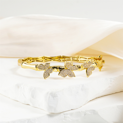 0.7ct Boundless Wing Bangle Butterfly Bangle Bracelet Papillon Breeze Bracelet Synthetic Moissanite Bracelet Copper Chain