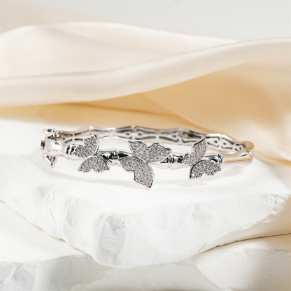 0.7ct Boundless Wing Bangle Butterfly Bangle Bracelet Papillon Breeze Bracelet Synthetic Moissanite Bracelet Copper Chain