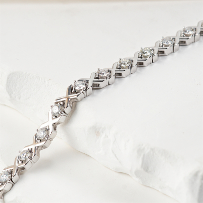 4ct XOXO Infinite Bracelet Eternal Hugs Tennis Bracelet Synthetic Moissanite Bracelet Copper Chain