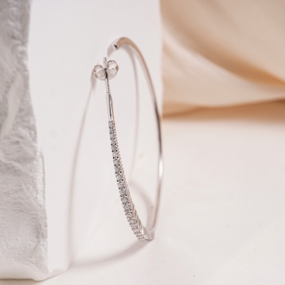 Delzzad Luminous Love Loops Earrings VVS Synthetic Moissanite Hoop Earrings S925/Copper Synthetic Moissanite Earrings Jewelry