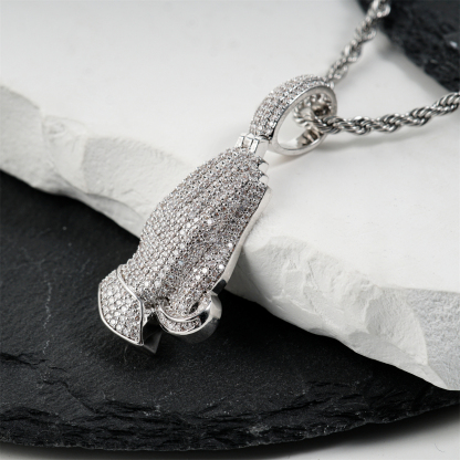 2.5ct Echo of Heaven Starlit Prayer Pendant Praying Hands Pendant Necklace Jewelry Copper