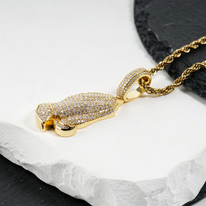 2.5ct Echo of Heaven Starlit Prayer Pendant Praying Hands Pendant Necklace Jewelry Copper