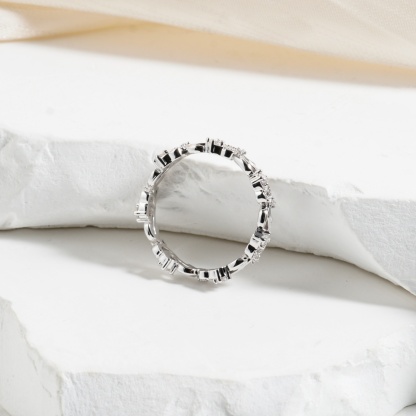 Golden Vine Eternity Ring Floral Band Engagement Ring Synthetic Moissanite Band Ring Jewelry S925 Band