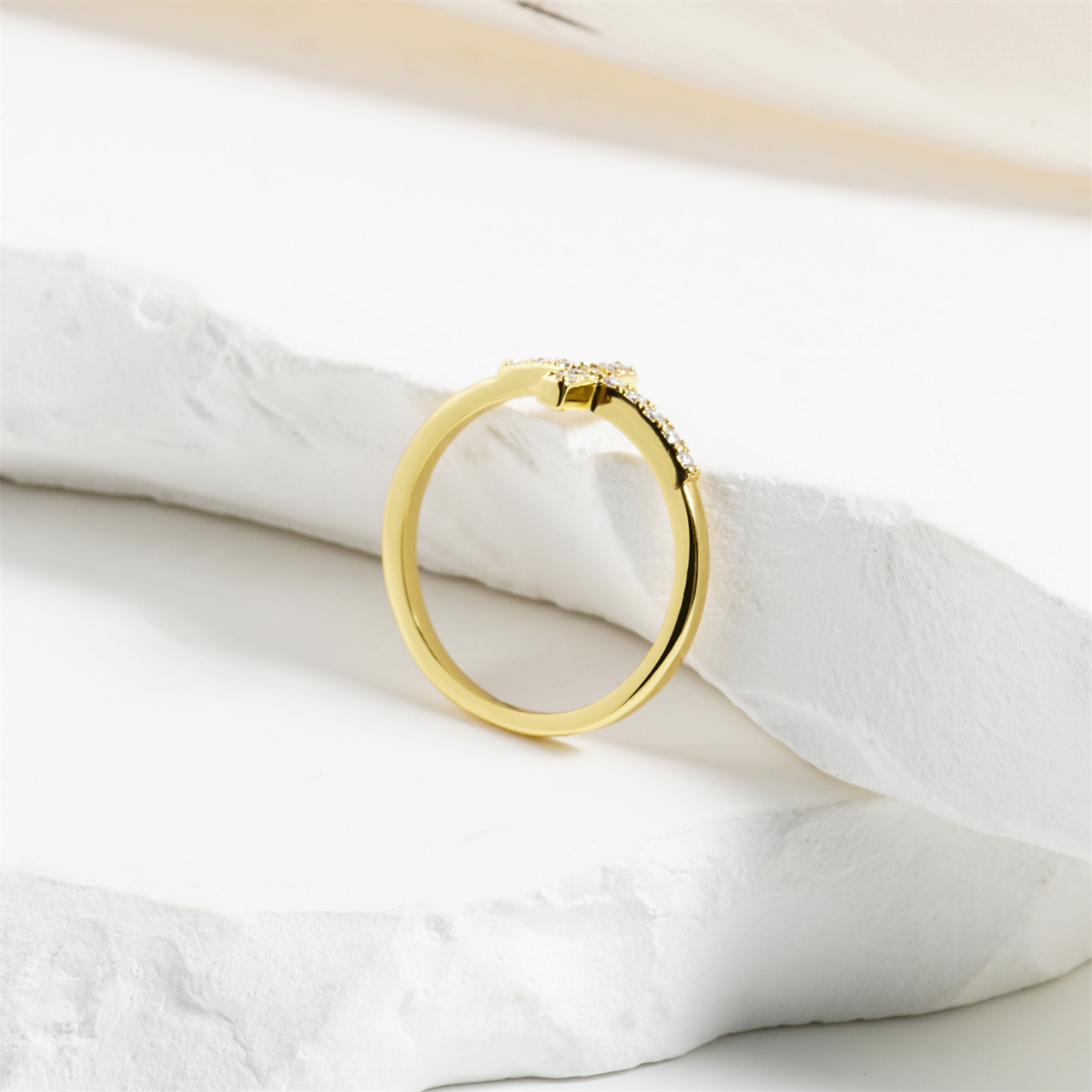 0.1ct Cross Ring Eternal Intersection Ring Band for Her Infinity Wedding Band Ring D Color VVS Synthetic Moissanite Ring Jewelry S925/Copper Band