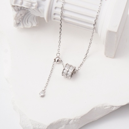 Miss Necklace Cylindrical Double Row Stone Necklace Chain Synthetic Moissanite S925 Chain
