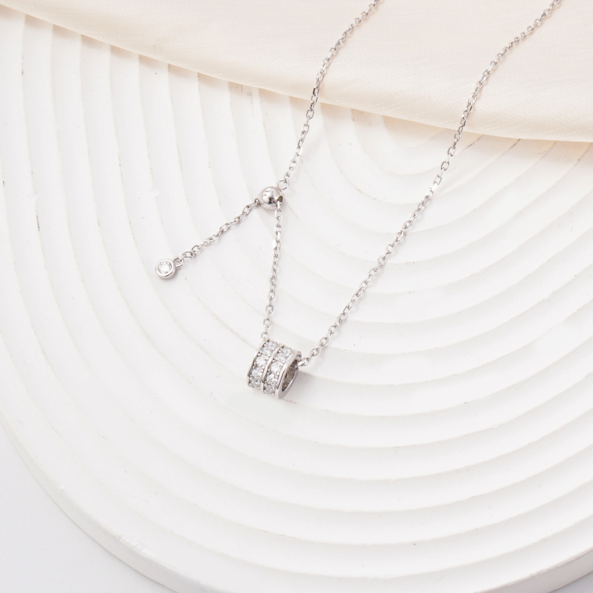 Miss Necklace Cylindrical Double Row Stone Necklace Chain Synthetic Moissanite S925 Chain