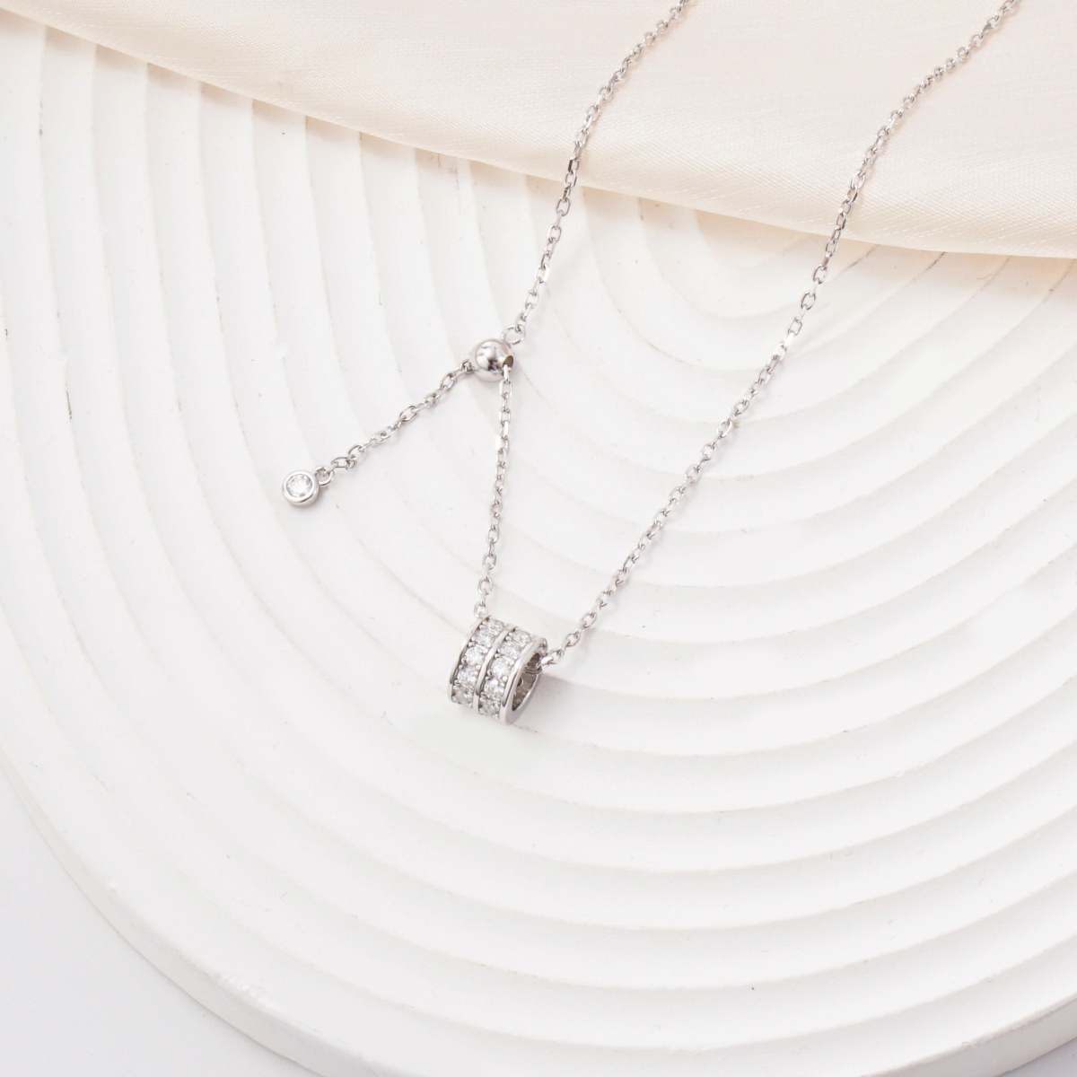 Miss Necklace Cylindrical Double Row Stone Necklace Chain Synthetic Moissanite S925 Chain