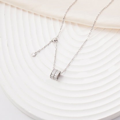 Miss Necklace Cylindrical Double Row Stone Necklace Chain Synthetic Moissanite S925 Chain
