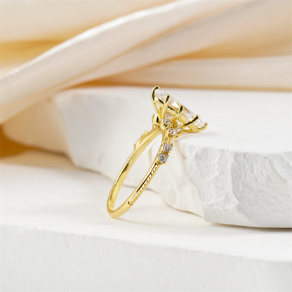 2.3ct Golden Aurora Spire Ring Band VVS Synthetic Moissanite Ring Jewelry S925 Band