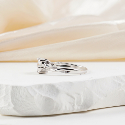 1.3ct Eternal Twined Heart Ring Twisted Band VVS Synthetic Moissanite Ring Jewelry S925 Band