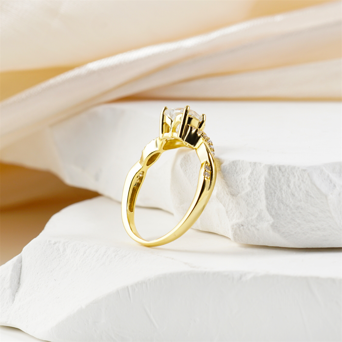 1.3ct Eternal Twined Heart Ring Twisted Band VVS Synthetic Moissanite Ring Jewelry S925 Band