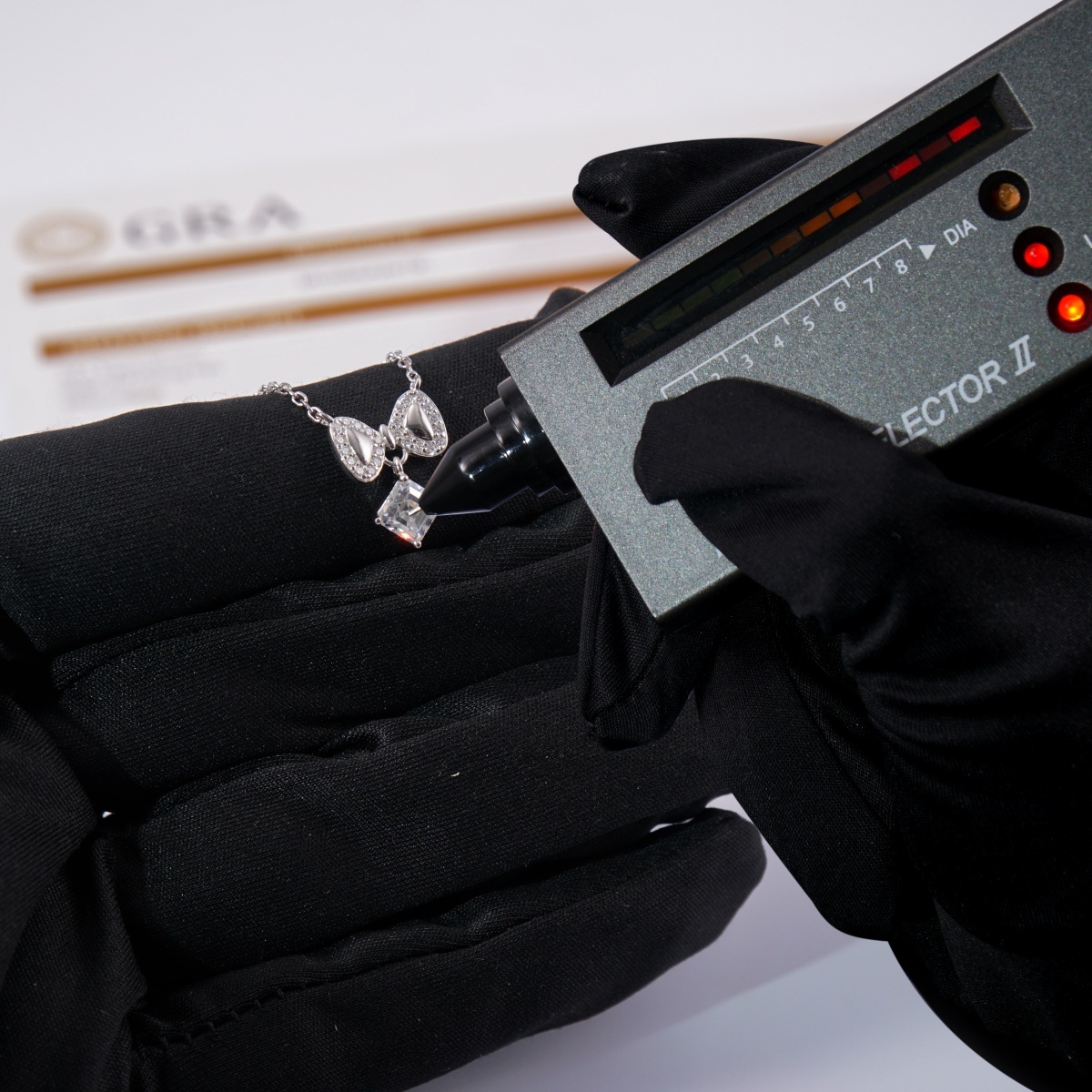 Bowknot Necklace Asscher Square Chain VVS Synthetic Moissanite S925 Chain