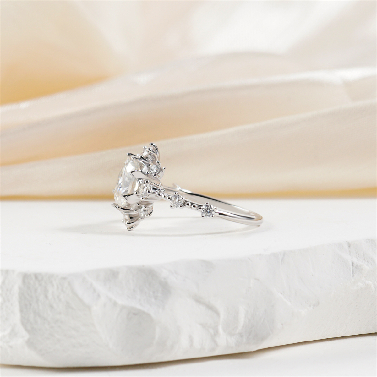 2.6ct Frost Blossom Ring Snowy Floral Ring Band Cushion Cut VVS Synthetic Moissanite Ring Jewelry S925 Band