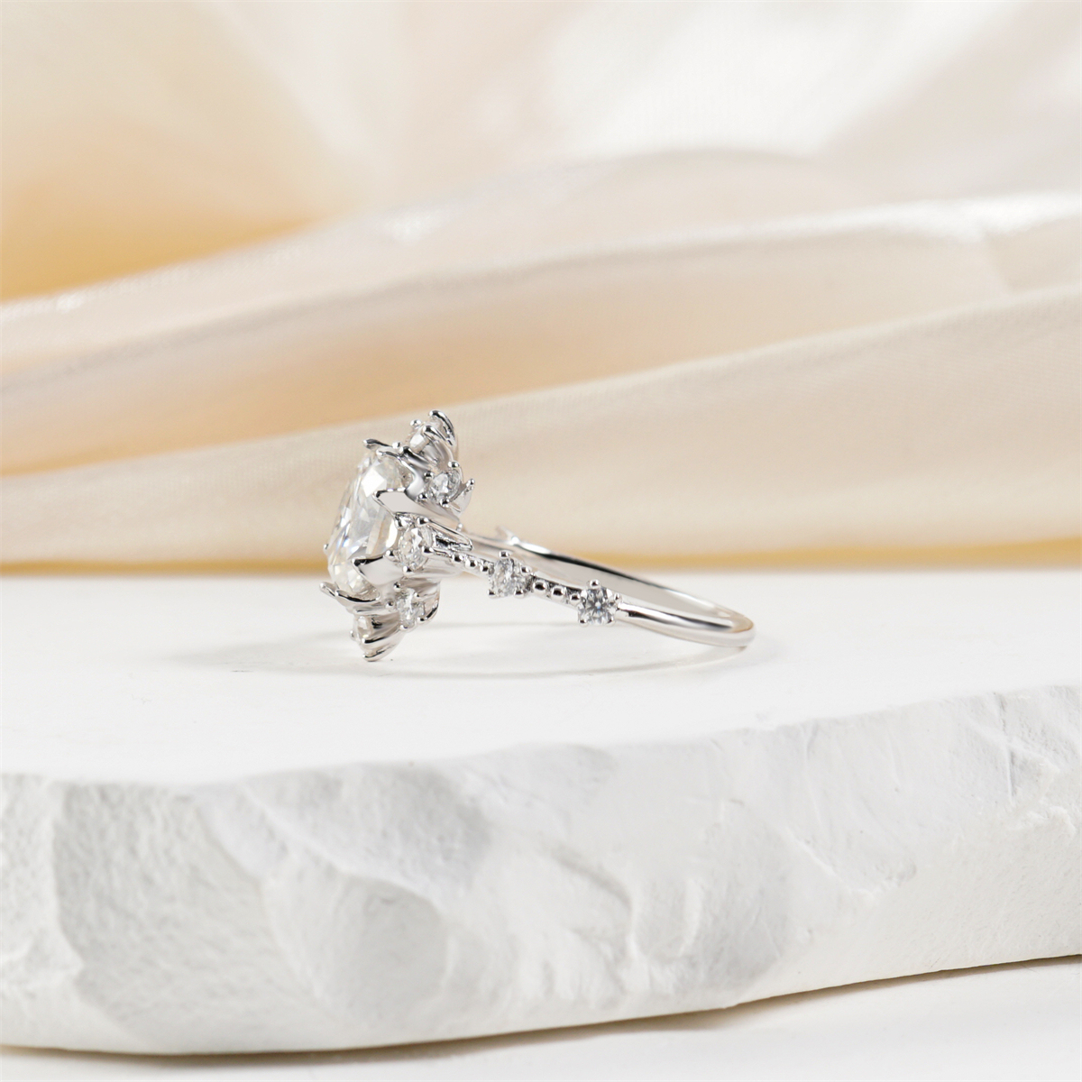 2.6ct Frost Blossom Ring Snowy Floral Ring Band Cushion Cut VVS Synthetic Moissanite Ring Jewelry S925 Band