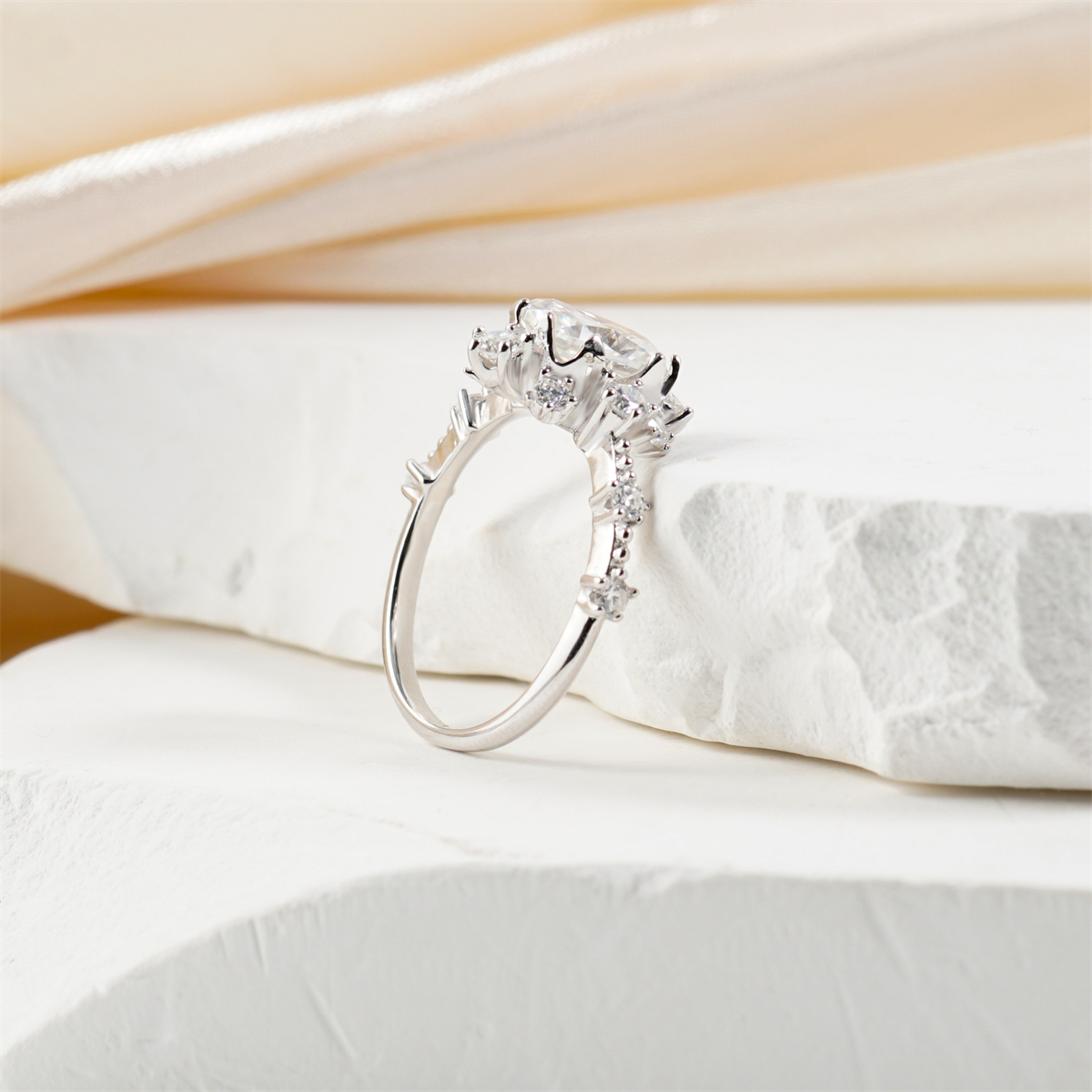 2.6ct Frost Blossom Ring Snowy Floral Ring Band Cushion Cut VVS Synthetic Moissanite Ring Jewelry S925 Band