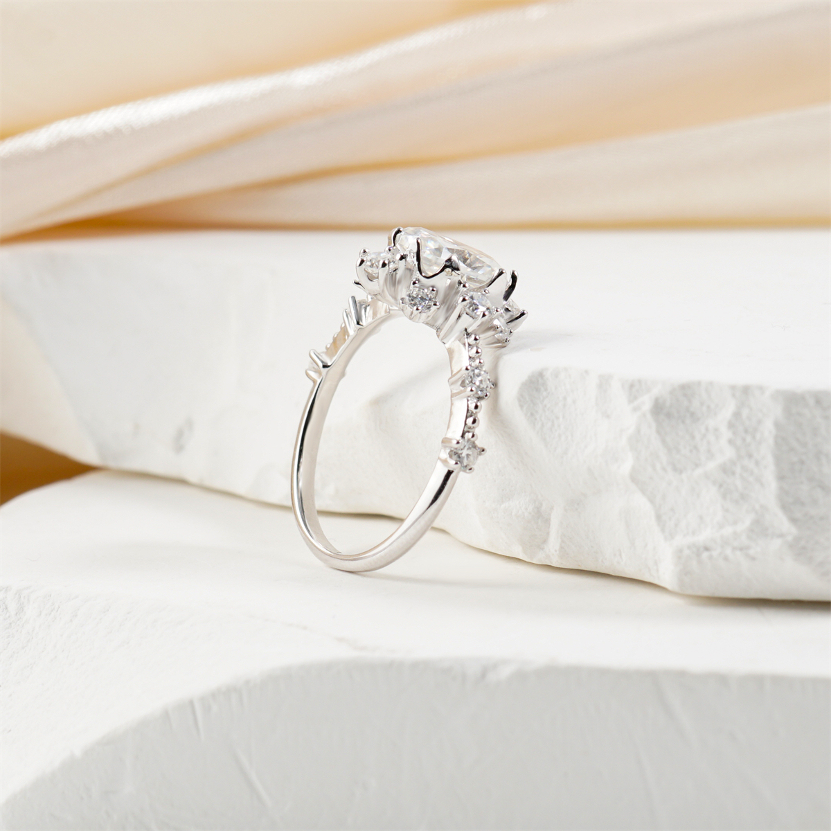 2.6ct Frost Blossom Ring Snowy Floral Ring Band Cushion Cut VVS Synthetic Moissanite Ring Jewelry S925 Band