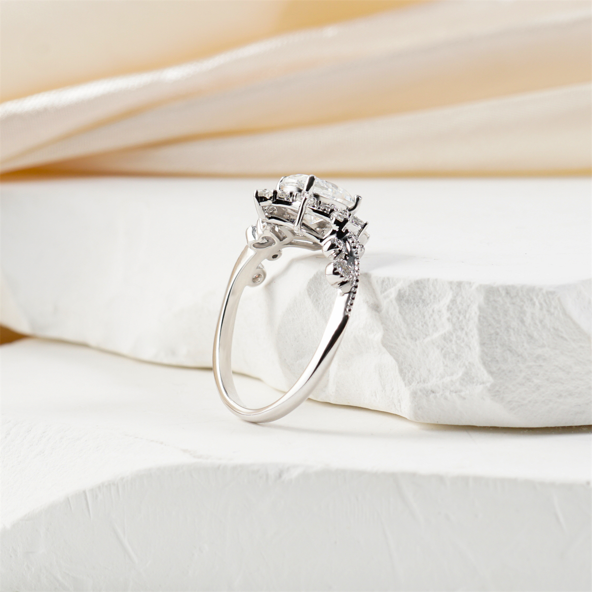 1.9ct Victorian Mirror Ring Vintage Engagement Ring Ivy & Dewdrop Band Ring VVS Synthetic Moissanite Ring Jewelry S925 Band
